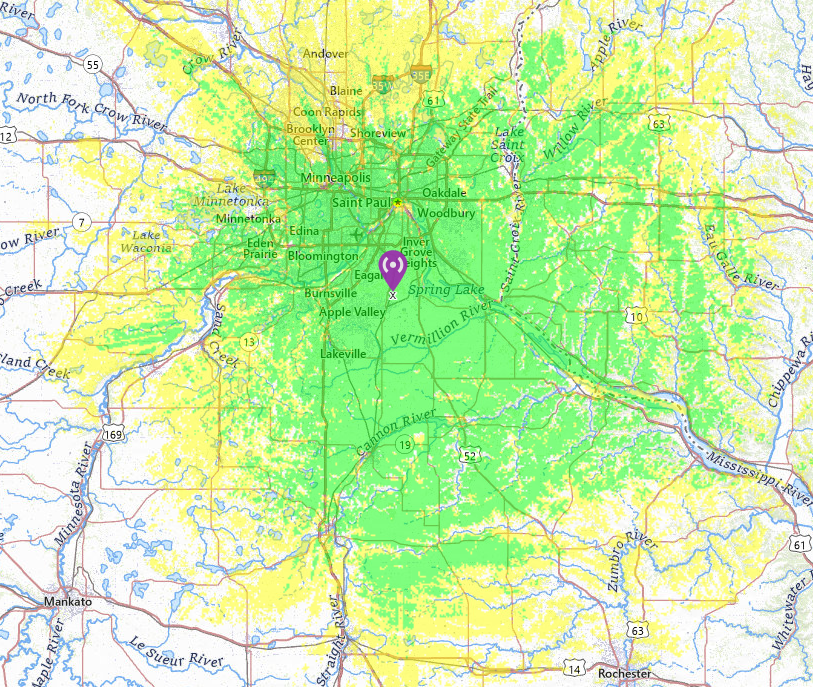 Rosemount GMRS repeater base to base coverage